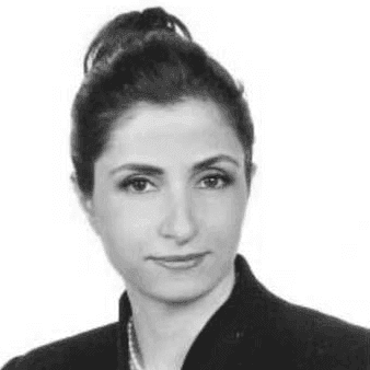 A black and white photo of a woman